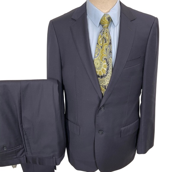 Mattarazi Uomo Suit Mens 52R 34W 31L Navy Venezia Super 150s Cashmere Wool 2pc